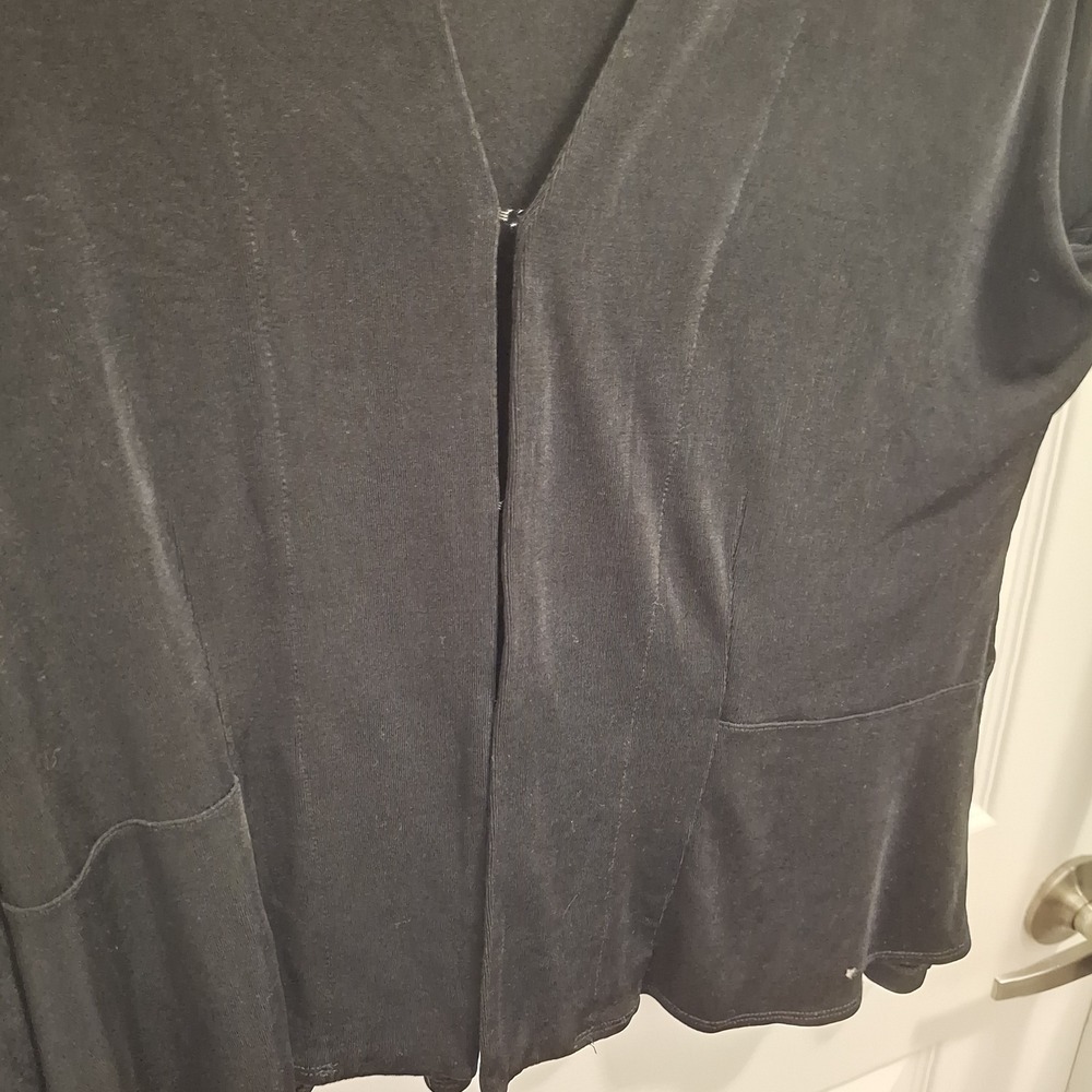 CHICO'S Travelers Sz 2 Large Black Slinky Knit Wrinkle-Resistant Cardigan Jacket - Picture 5 of 9